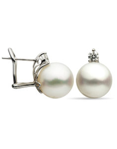 18kt White Gold Pearl Diamond Earrings