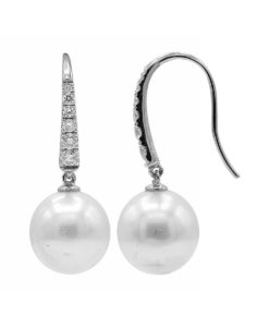 14kt White Gold Pearl Diamond Earrings