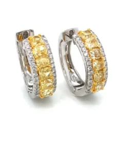 18KT Two-Tone Gold Yellow Diamond Earrings
