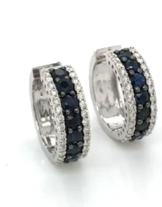 14KT White Gold Sapphire And Diamond Earrings