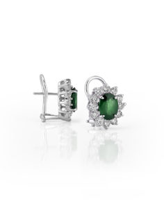 14KT White Gold Emerald Earrings