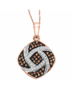 14KT Rose Gold Brown and White Diamond Pendant