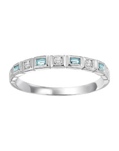 14KT White Gold Gemstone Diamond Ring – Blue Topaz