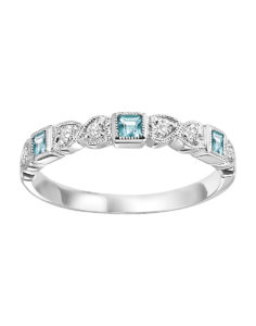 14KT White Gold Gemstone Diamond Ring – Blue Topaz