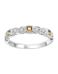 14KT White Gold Gemstone Diamond Ring – Citrine