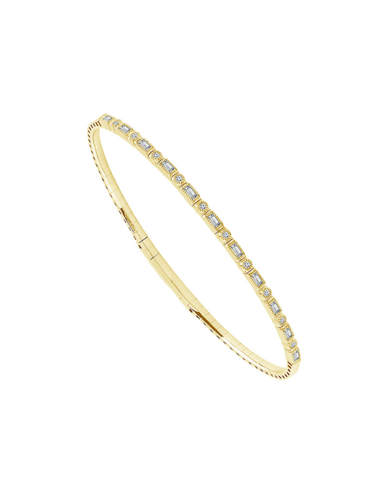 14kt Yellow Gold Flexible Diamond Bangle | Grand Jewelers