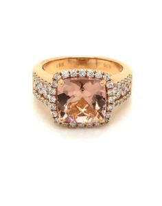14KT Rose Gold Morganite & White Diamond Ring