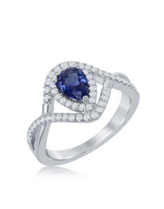 14KT White Gold Sapphire Diamond Ring