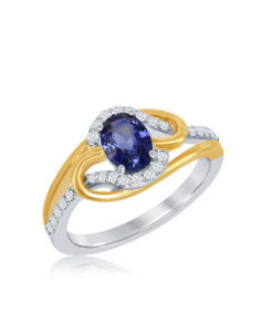14KT White and Yellow Gold Sapphire Diamond Ring