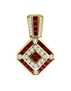 14KT Yellow Gold Ruby Diamond Pendant