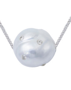 18kt White Gold Pearl Diamond Pendant