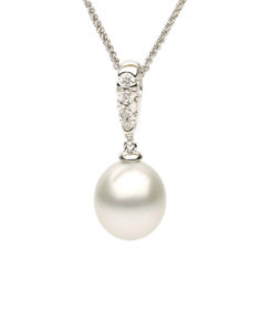 14kt White Gold Pearl Diamond Pendant