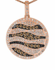 Silver and Rose Gold Brown Diamond Pendant