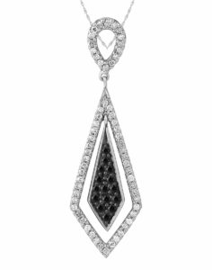 Silver Black and White Diamond Pendant
