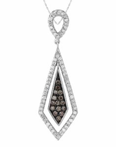Silver Brown and White Diamond Pendant