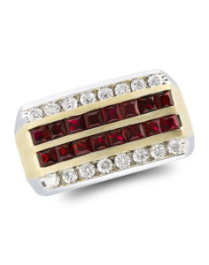 14KT White and Yellow Gold Ruby and Diamond Ring