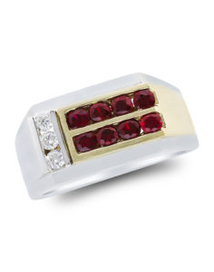 14KT White and Yellow Gold Ruby and Diamond Ring