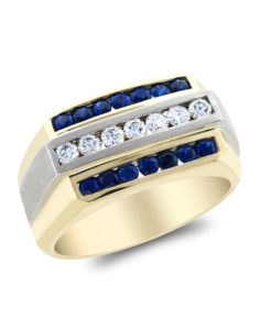 14KT White and Yellow Gold Sapphire and Diamond Ring