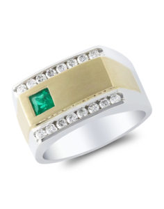 14KT White and Yellow Gold Emerald and Diamond Ring