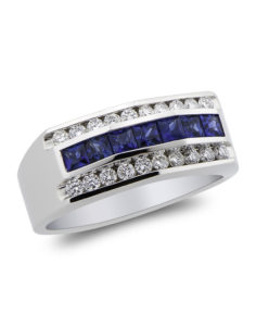 14KT White Gold Sapphire and Diamond Ring