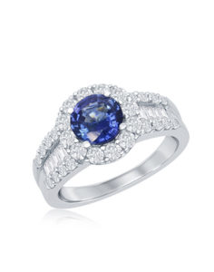 18kt White Gold Sapphire Diamond Ring