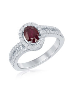 14KT White Gold Ruby Diamond Ring