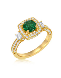 14KT Yellow Gold Emerald Diamond Ring