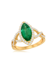 14KT Yellow Gold Emerald Diamond Ring