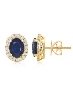 14kt Yellow Gold Sapphire Diamond Earrings