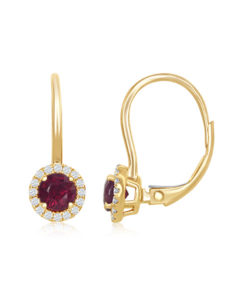 14kt Yellow Gold Ruby Diamond Earrings