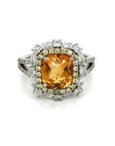 18KT White Gold Citrine Diamond Ring