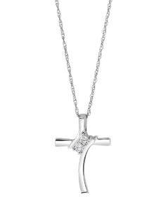 Silver Diamond Two-Stone Cross Pendant