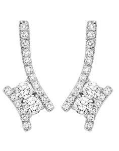 14KT White Gold Diamond Two Stone Earrings