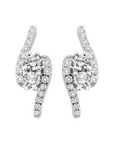 14KT White Gold Diamond Two Stone Earrings – 0.50 cts