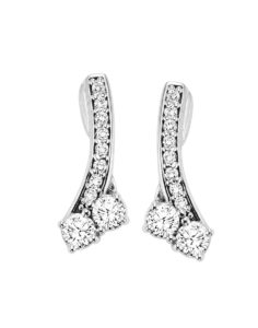 14KT White Gold Diamond Two Stone Earrings – 1.00 cts