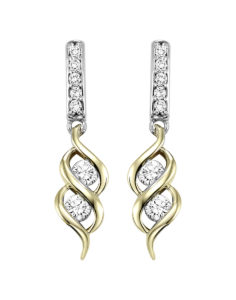 14KT White And Yellow Gold Two Stone Diamond Earrings