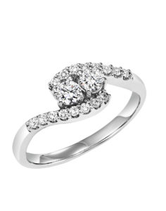 14KT White Gold Diamond Two Stone Ring – 0.25 cts