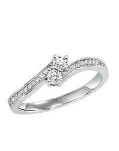 14KT White Gold Diamond Two Stone Ring – 1.00 cts