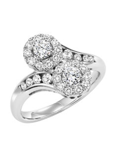 14KT White Gold Diamond Two Stone Ring