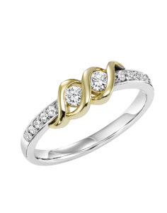 14KT Two-Tone Diamond Two Stone Ring