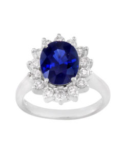 18KT White Gold Sapphire Diamond Ring