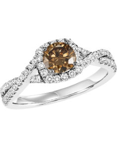 White Gold Brown and White Diamond Engagement Ring