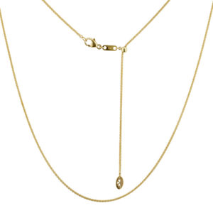 Adjustable Heavyweight Wheat Chain in 18K Yellow Gold