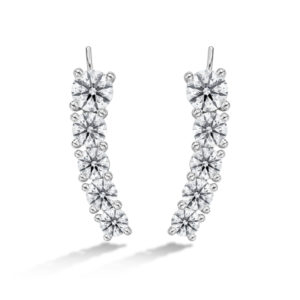 5.69 ctw. Cascade Earring Climber 5 Stone in 18K White Gold