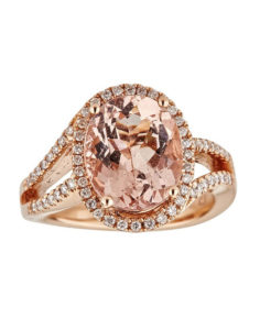 14Kt Rose Gold Morganite And Diamond Ring