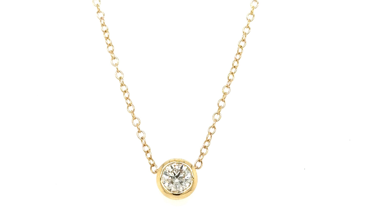 14kt yellow gold diamond solitaire pendant