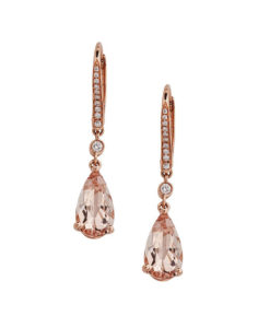 14Kt Rose Gold Morganite And Diamond Earrings